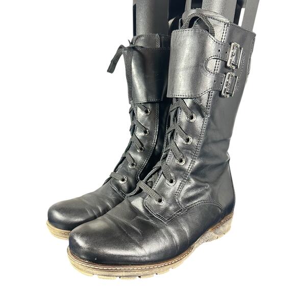 PW Brodie Black Combat Wedge Ankle Boots - Size 6 / 6.5 - Picture 5 of 12